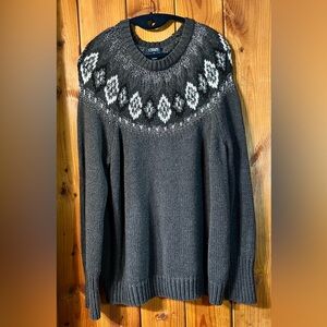 Chaps Size L Long Sleeve Gray Sweater